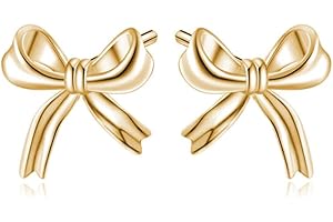 Reffeer 925 Sterling Silver Bow Stud Earrings for Women Teen Girls Cute Earrings Bowknot Earrings Ribbon Studs