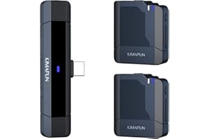 KIMAFUN Microfono Lavalier Wireless per Telefoni Android di Type-C, Doppio Lapel Mic Plug-Play per Youtube/Facebook/Tik Tok Live Stream, Vlogger, Registrazione Video, Intervista, G50-4(2TX+1RX)
