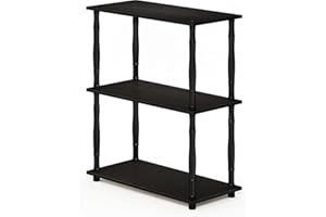 Furinno Libreria Bassa a 3 ripiani Espresso/Black Tubi classici