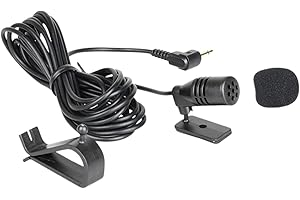 AUCANNIO 3.5mm Car Microphone, Small Microphone 3.5mm Jack Compatible with Kenwood Sony Boss Alpine Jensen, Mic Vehicle External Bluetooth Stereo Radio Player Navigation DVD Gps, 3 Metres Cable, Plug and Play