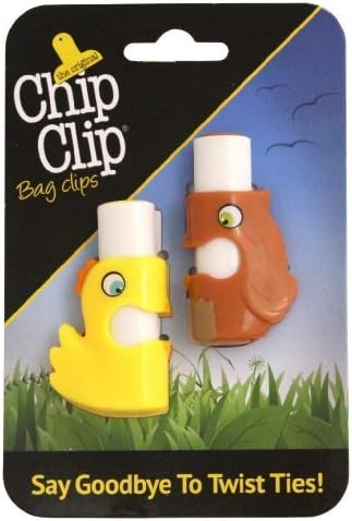 Chip Clip Bag Clips, Push Button Bag Ties in Cute Shapes Set of 2 (Chick/Owl) by Chip Clip