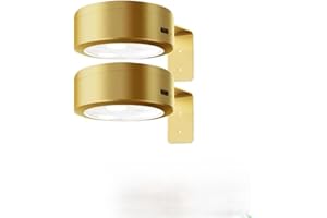 JOPWUE Lot de 2 lampes murales pour tableau mural, lumière de peinture LED 3 temps de couleur avec télécommande, lumières sans fil pour cadre photo, lampe murale adhésive pour peintures (doré)