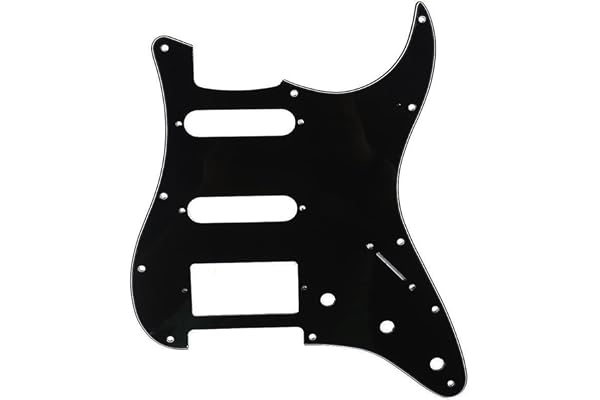 Musiclily 11 Trous HSS Pickguard pour Guitare électrique Fender American/Mexique Strat Standard Type Moderne, 3plis Noir