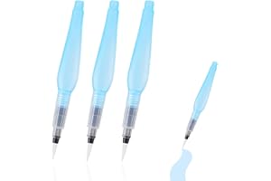 GYCAQAC 3 Pcs Pinceau Aquarelle Reserve d'eau, Pinceau Reservoir Eau, Peinture d'eau Brosse, Pinceaux Aquarelle à Reserve d'eau Rechargeables, Stylo Pinceau a Reservoir avec Pointe Ronde et Plate