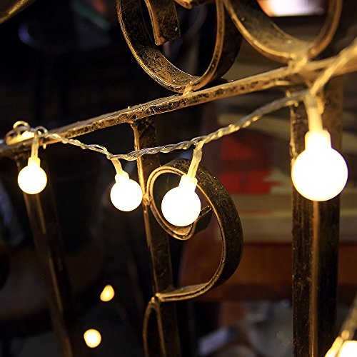 Uping® Led Lichterkette 50 Batterienbetriebene Bälle für Party, Garten, Weihnachten, Halloween, Hochzeit, Beleuchtung Deko in Innen und Außenbereich usw. 4,5M warm weß - 6
