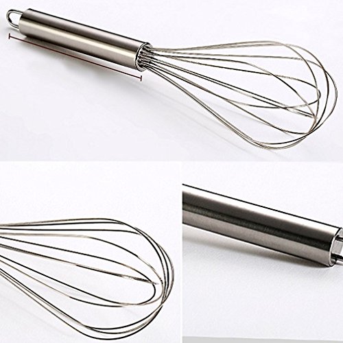 Vicloon Set von 3, Edelstahl Küchen Schneebesen Set, Milchaufschäumer Küchenutensil zum Mischen, Schlagen und rühren, 21cm - 3