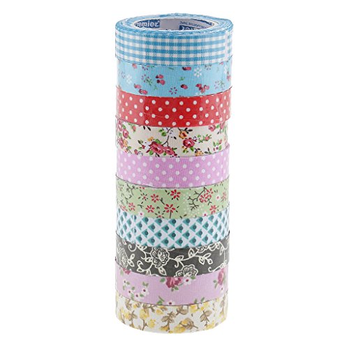 Gazechimp 10 Stück Baumwolle Washi Tape Dekoband Masking Tape Klebeband Scrapbooking
