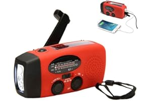 Tianbi Wind Up Solar Radio, Solar Hand Crank Dynamo Radio with LED Flashlight,Emergency Hand Crank Radio with Rechargeable USB Phone Charger
