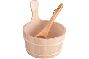 GENERIC Wooden Sauna Bucket Cedar - 4L Cedarwood Bucket with Ladle, Bathing Accessories for Sauna, steams Room, Bathroom, Home | Ergonomic Handle,Sauna Tools for steamsing and Bathing