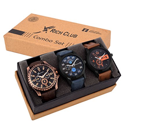 Rich Club Analogue Black Blue Dial Men Watch REL-OCT-DENIM