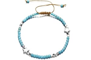 MenYiYDS Boho turquesa tobillera plata estrella tobillo pulsera playa pie joyería para mujeres y niñas