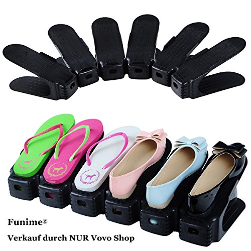 Schuhstapler Set Schuhstaplerset 6er Schuhstapler Schuhhalter Schuhorganizer Set Schuhregal Schwarz Kunststoff Platzsparend