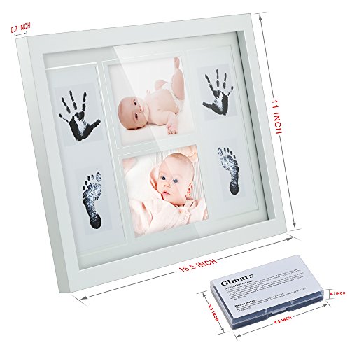 [Große Version 42x28x1,8cm] GIMARS Baby Handabdruck und Fußabdruck Rahmen Set, Baby Foto Erinnerung Abdruck Bilderrahmen in Weiß mit schadstofffreier Tinte – Geschenk zur Geburt oder zur Taufe - 3