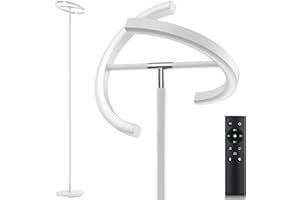 SIBRILLE Lampada da Terra a LED Dimmerabile 20 W, Moderna Lampada Soggiorno da Terra con Telecomando, 1300 lm, Luce Bianca Calda, Luce Bianca Fredda, per Camera da Letto, Hotel (Bianco)