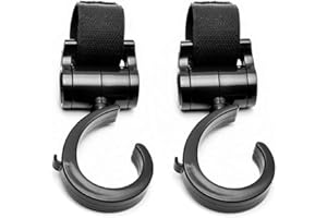 FPEAOB Kinderwagen-Haken - Baby Universalhaken 2 Stück - Multipurpose NEU | Taschenhalter | Befestigungshaken Für Wickeltasche, Einkaufstasche | Karabiner Mit Klettverschluss | MEHRWEG