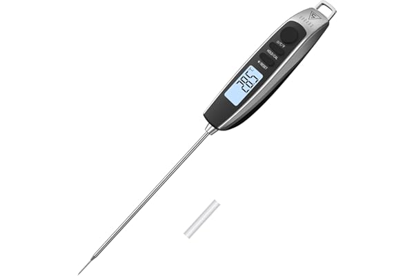 DOQAUS Thermometre Cuisine,Thermometre Cuisson avec 3s Lecture instantané Écran LCD Rétro Éclairage, Thermomètre Frigo avec Étalonnage et Sonde Longue, pour Turquie Griler Huile fumeur Bien frit