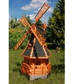 Moulin à Vent Hexagonal En Bois Deko-Shop - Hauteur 120 Cm Avec Roulement à Billes