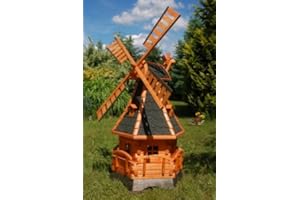 Deko-Shop-Hannusch Moulin à Vent à roulement et éclairage Solaire à LED 1,4 m Dunkel