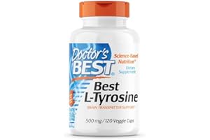 Doctor's Best, L-Tyrosine, 500mg, 120 Capsule vegane, Aminoacido, Testato in Laboratorio, Senza Glutine, Senza Soia, Vegetariano