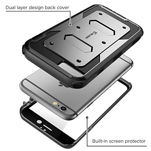 iPhone 6s Plus Case, [Armorbox] i-Blason Builtin [Screen Protector] Heavy Duty Shock Reduction [Bumper] for Apple iPhone 6 Plus 5.5 Inch (Black)