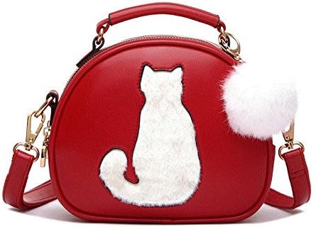 WOMJIA Cute Cat PU leather Shoulder bag Handbag Purse