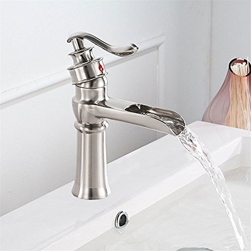 Preisvergleich Produktbild Good quality Antiquitäten Becken Spül Mischer Tap Retro- gebürstete einzelne Lochbassinhahnbadezimmerwannen-Hahnba... unter dem hohen und kalten Wasser des Bassinfallwasserfallbassinhahns
