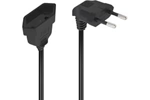 MejaRizon 90 Grad Verlängerungskabel Flach, 0,3m Verlängerungskabel mit Flachstecker, Verlängerungskabel Kurz Typ-C-Stecker Eurostecker auf Typ-C Euro für Bildschirm, Beamer, Lampe, Haushaltsgeräte