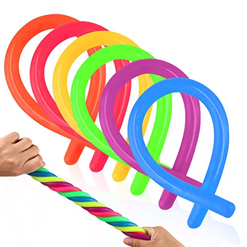 Coogam 6 Pack Stretchy String Sensory Toys - Relieve Stress and Increase Patience, Pull - Good for kids with ADD, ADHD or Autism, and Adults to Strengthen Arms, 11" Length, 6 Colors
