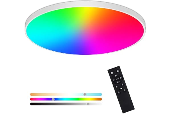 LED-taklampa, dimbar, 24 W, smart LED-taklampa, RGB färgväxling, taklampa för sovrum, vardagsrum, IP44, vattentät badrum, kompatibel med Alexa APP Google Assistant, Ø 30 cm