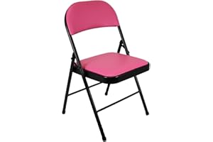 Meta Furniture Folding Faux Leather Chair - Padded Event Seats Metal Frame Foldable chair, Easy Storage Comfortable Seat for Home, Dining & Office | Computer Desk Chairs (1, pink)