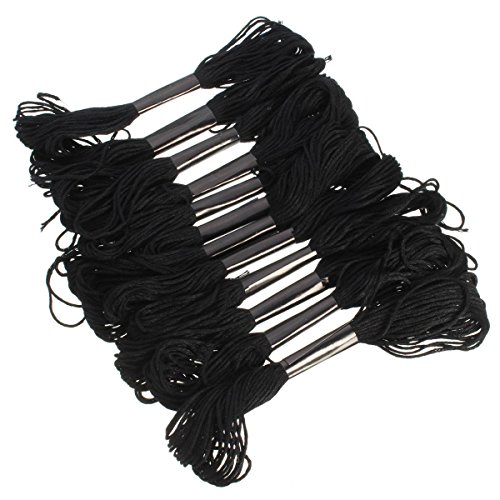 KING DO WAY 12 Straenge Kreuzstich Stickgarn Sticken Gobelin Polyester Baumwolle Schwarz 8 Meter