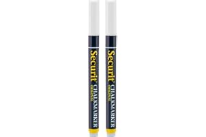 SECURIT - Set Da 2 Pennarelli A Gesso Liquido - Per Lavagne, Vetro, Metallo, Porcellana, Specchio, Plastica - Punta Fina 1-2mm - Colore Bianco