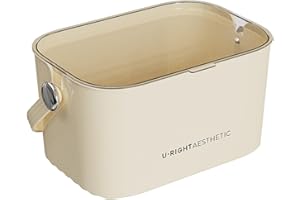 Balakaka Cesta Portátil para Carrito De Ducha 8 L, Canasto Organizador de Baño con Tapa Transparente y Orificio de Drenaje, Estantes para Ducha para Artículos de Ducha y Cosmétic