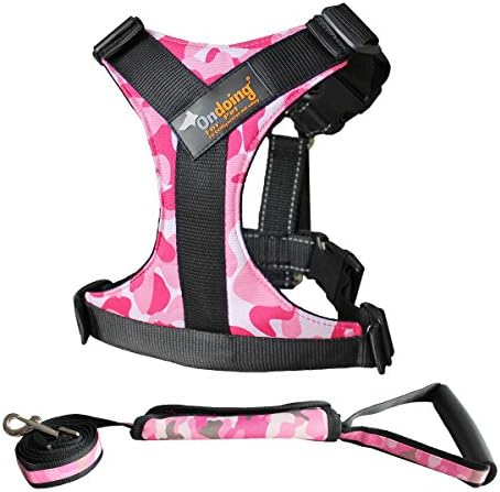 Adjustable Dog Vest Harness with Leash - Secure Reflective Nylon Lightweight Dog Walking Harness Vest - Durable and Breathable Dog Pulling Harness (XL, Camouflage -pink)