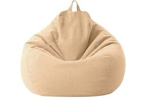 Highdi Pouf Poltrona Sacco, Adulti & Bambini Bean Bag Fodera per Sacco di Fagioli per Decorazione della Soggiorno Camera Giardino Salotto Balcone, Senza Ripieno (100x120cm,cachi)