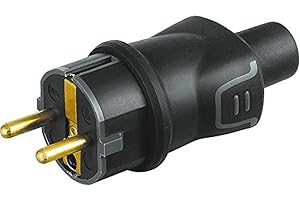 BTicino S2018GE Spina Volante in caucciù Bimateria, 2P+T Standard Tedesco, 16A, 3500 W, 250 V, Nero