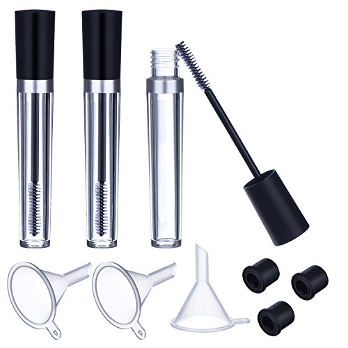 eBoot 8ml Empty Mascara Tube with Eyelash Wand Eyelash Cream Container Bottle, Rubber Inserts, Funnels Set for Castor Oil