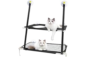 GEVVNSS Amache da Finestra per Gatti Fino a 25 kg,Amaca per Gatti di Grossa Taglia con Ventosa Forte,Stabile e Facile da Montare Sacco a Pelo per Gatto(51x31cm)