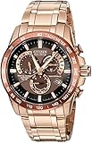 Citizen Herren Citizen Eco-Drive Chronograph Quarz Uhr mit Braun Zifferblatt Analog-Anzeige und Rose Gold Edelstahl Rose vergoldet Armband AT4106–52 X