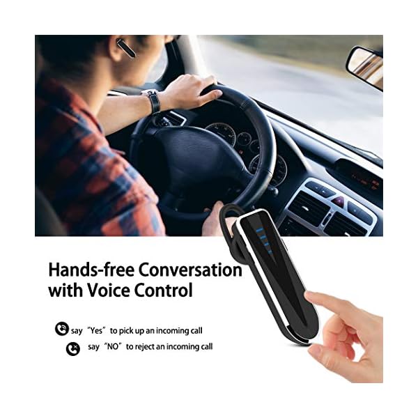 Bluetooth Headset, Handy Freisprech Kopfhörer Binaurales Stereo Drahtlose In-Ear Ohrhörer mit 24 Stunde Spielzeit, Auto Bluetooth Hörmuschel mit Noise Cancelling Mic. für iPhone Samsung Android – Bild 3