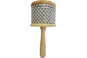 PINICECORE 1 Stück Holz Cabasa Metall Perlen Kette & Zylinder Pop Hand Shaker Percussion Instrument Für Klassenroom Band Mittelgröße, 9 cm