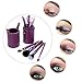 Abody 12pcs Makeup Brush Set Cosmetic Brush Kit Wooden Makeup Tool with Cup Leather Holder Case (Purple)