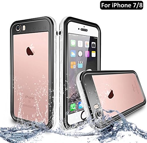 NewTsie iPhone 7/8 Waterproof Shockproof case, Full-body Protective Snowproof Dirtproof with Built-in Screen Protector CaseCover for iPhone 7/8 4.7 inch (T-White)