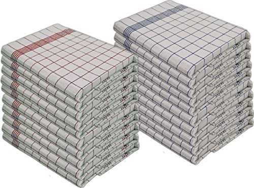 Gluecksshop exclusiv für Müskaan 10 x 100% Cotton Dishcloths 50 x 70 cm Wash at 95 Degrees Boil-Proof and Chlorine-Resistant Red/Blue