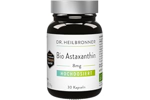 ‎DR. HEILBRONNER Dr. Heilbronner Organic Astaxanthin 8mg Capsules High Dose in Glass Bottle I Antioxidants from the Vital Algae Haematococcus Pluvialis I Supplements Carotenoid Capsules Vegan Gluten Free & Lactose