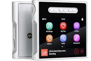 SHANLING M1s HiFi MP3 Lettore, ES90380Q2M DSD MQA Lettore Audio, Bluetooth/WiFi/USB Ingresso 3,5mm+4,4mm Uscita cuffie Lettore, Alta Risoluzione e Digitale Musicale Lettore DAPs(Argento)