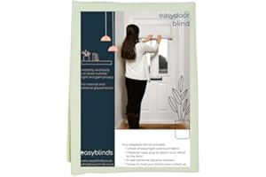 Easyblinds Easydoor blind for glazed doors, quick fix instant blind, cream, half door standard width, self-adhesive attachments, cut to size and shape as required