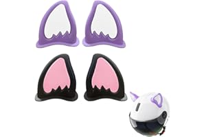 OHREN 2 Paia Orecchie Casco Moto, Decorazione Adesiva per Orecchie di Gatto, Accessori Casco Moto (Viola, Nero)