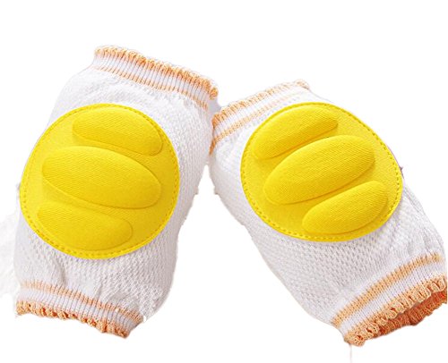 Set of 2 Cotton Mesh Baby Leg Warmers Knee Pads/Protect-Horizontal, Yellow