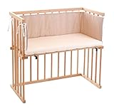 Dreamgood Beistellbett Buche inklusiv Matratze Prime Air und Nestchen, braun